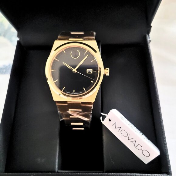 Movado Men's Bold Quest Sunray Gold Black Dial Swiss Watch - Picture 8 of 9